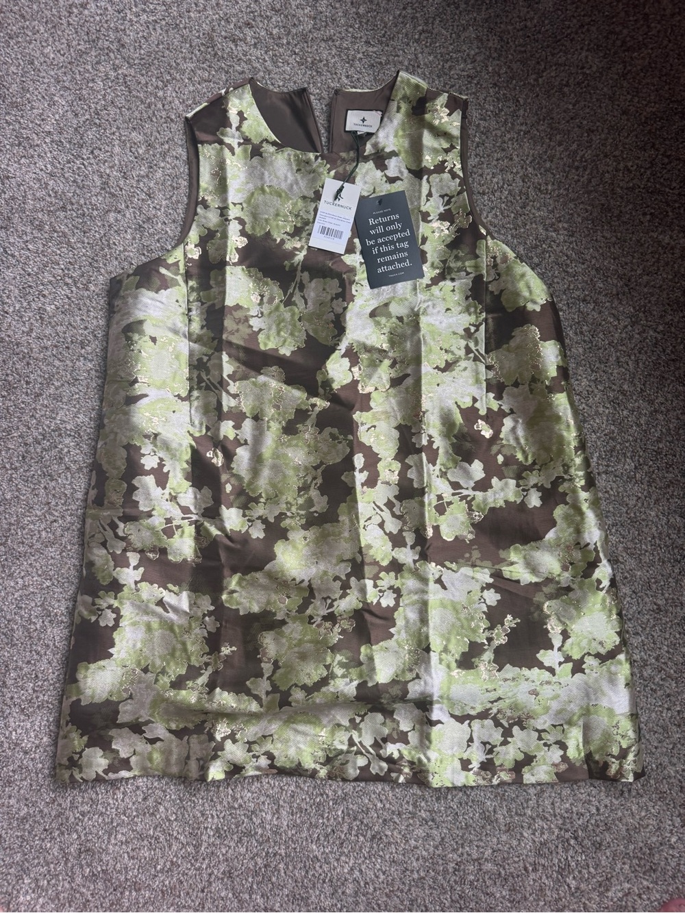 Tuckernuck Green and Brown Floral Shift Dress